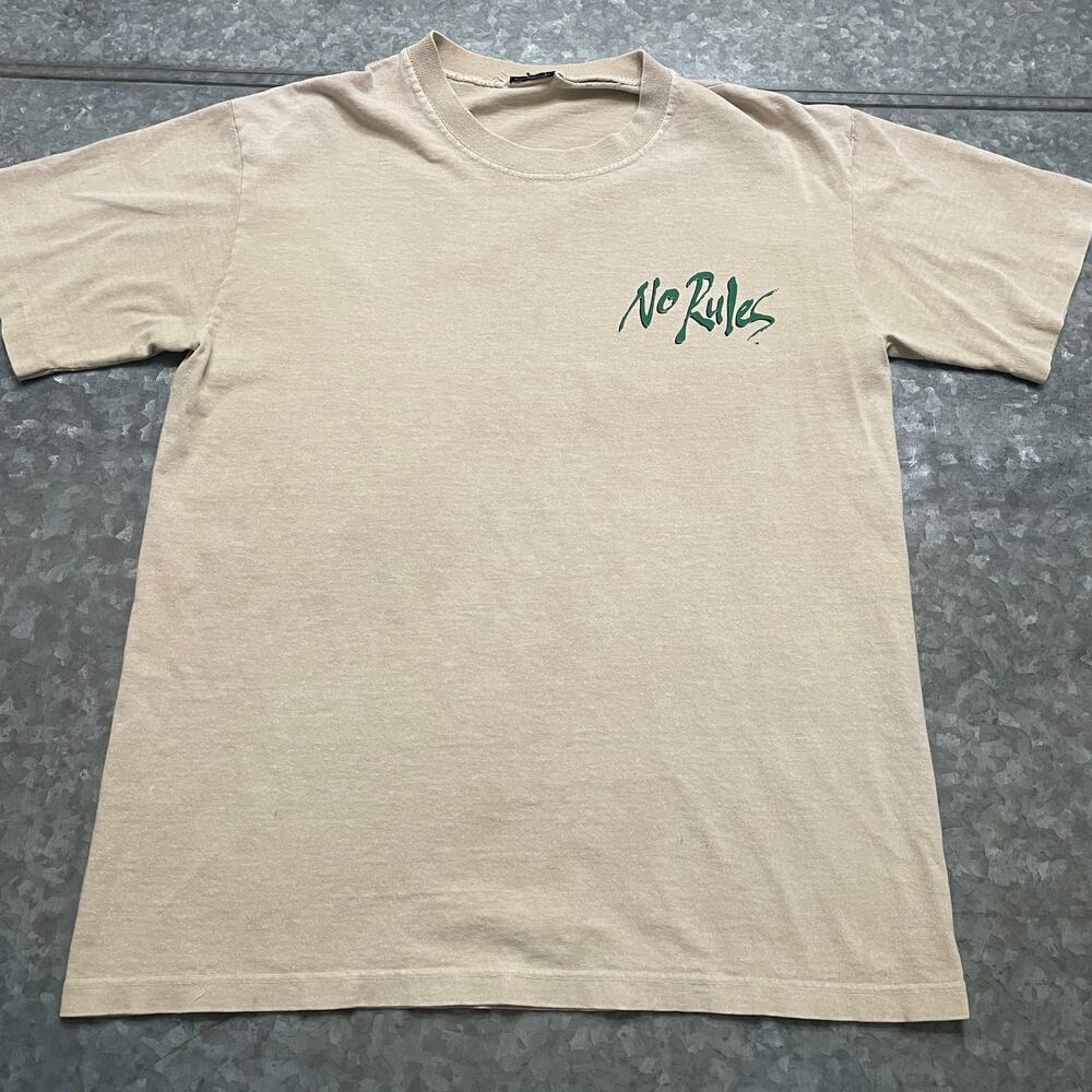 Vintage No Rules Y2K Single Stitch T-Shirt Medium Tan Brown I Never Lose